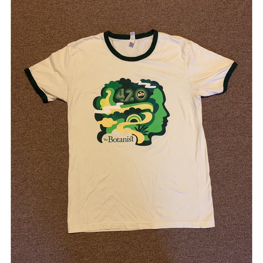Botanist Garden Short Sleeve Cream Graphic T-shirt 420 Weed Pot Stoner Men’s M